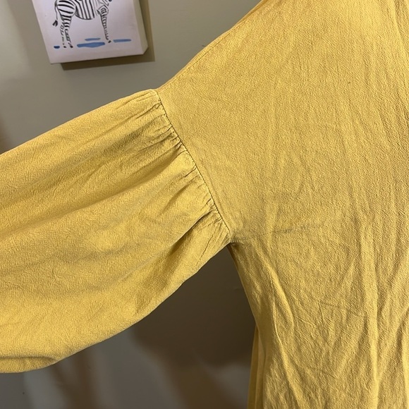 Margo Baridon Relaxed midi dress Yellow puff sleeve button down dress size large - Picture 13 of 17